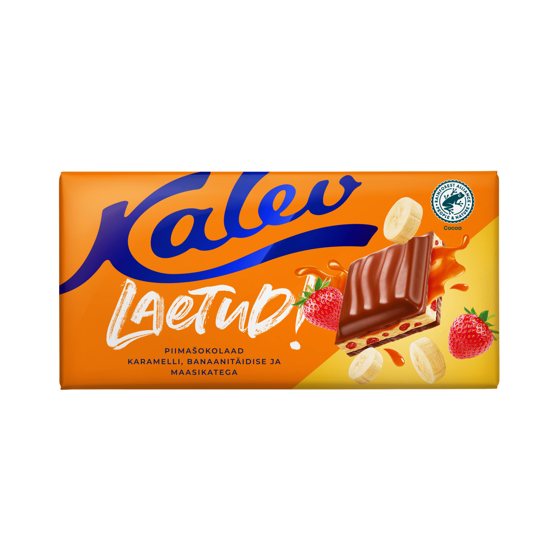 Image of: Kalev Laetud! piimašokolaad karamelli, banaanitäidise ja maasikatega 143g x 14