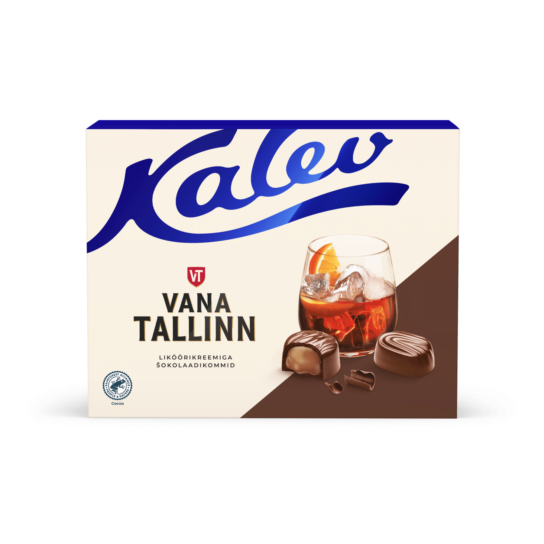 Image of: Kalev Vana Tallinn liköörikreemi täidisega šokolaadikommid 122g x 16