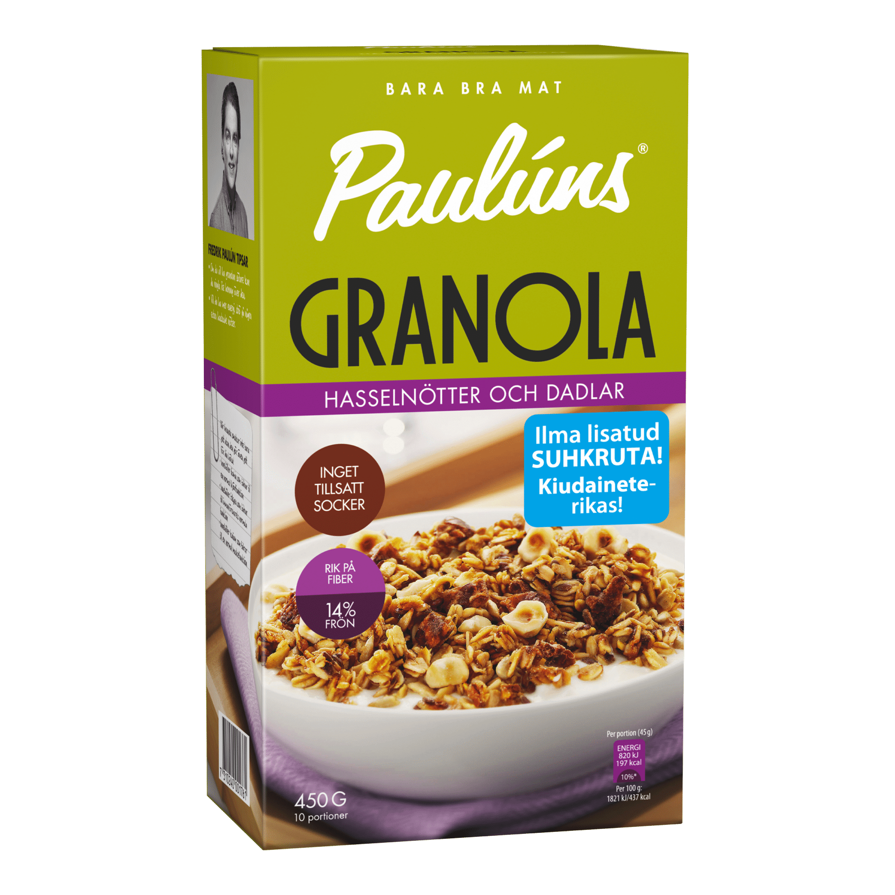 Image of: Paulúns Krõbe Granola sarapuupähklite ja datlitega 450g x 8