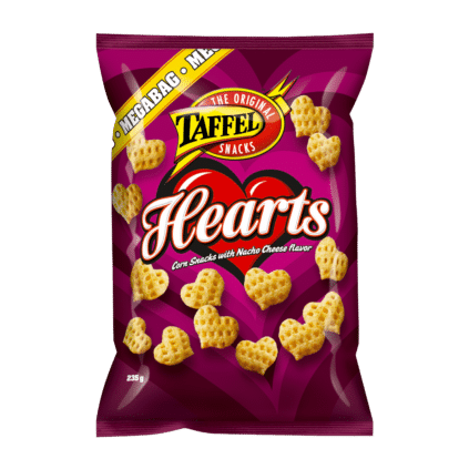 Image of: Taffel Hearts nacho-juustumaitselised maisisnäkid 235g x 14