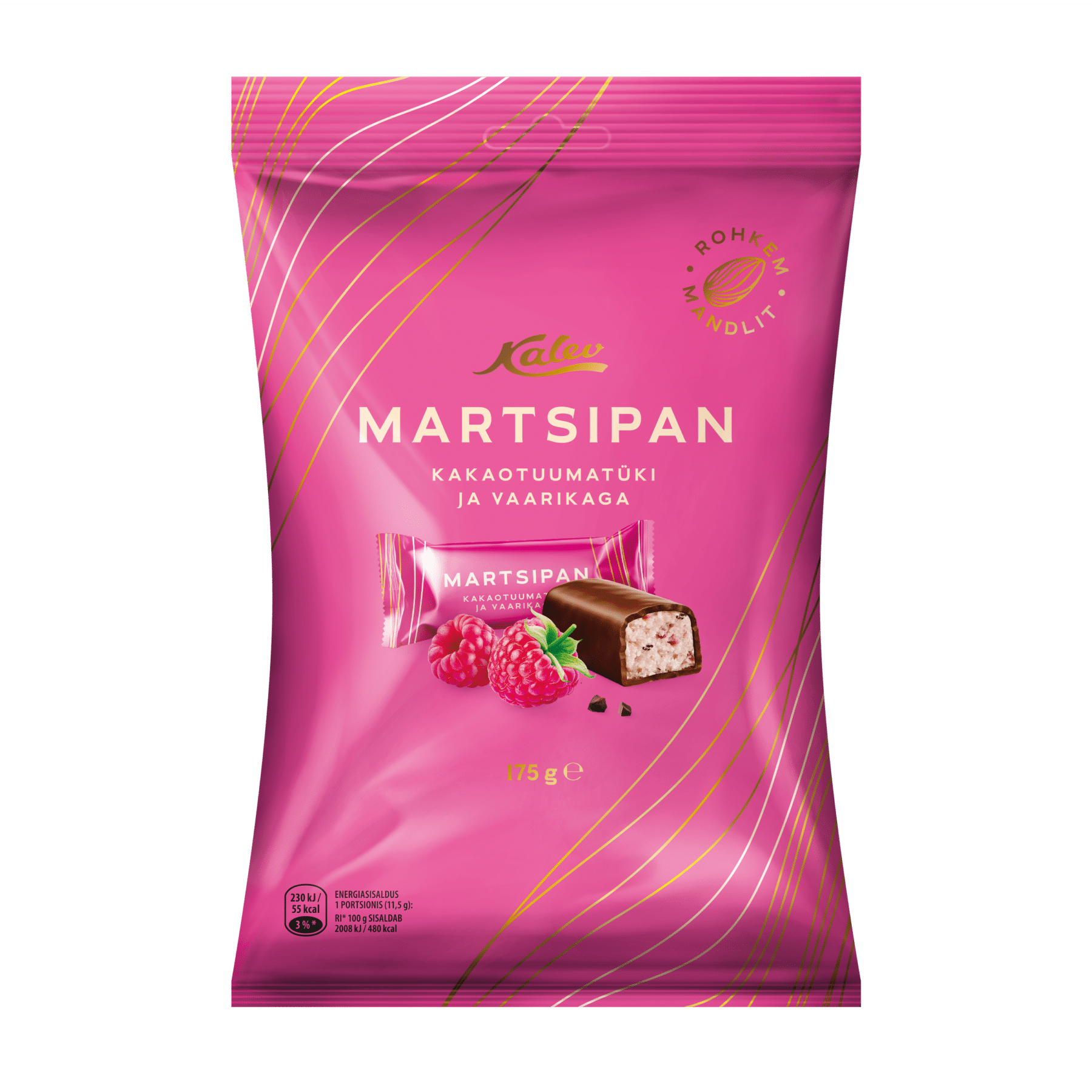 Image of: Kalev martsipanikommid kakaotuumatüki ja vaarikaga 175g x 21