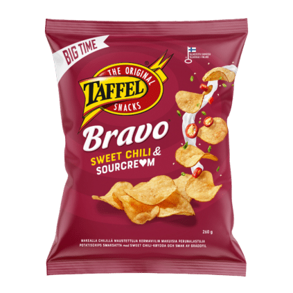 Image of: Taffel Bravo hapukoore- ja tšillimaitselised kartulikrõpsud 260g x 15