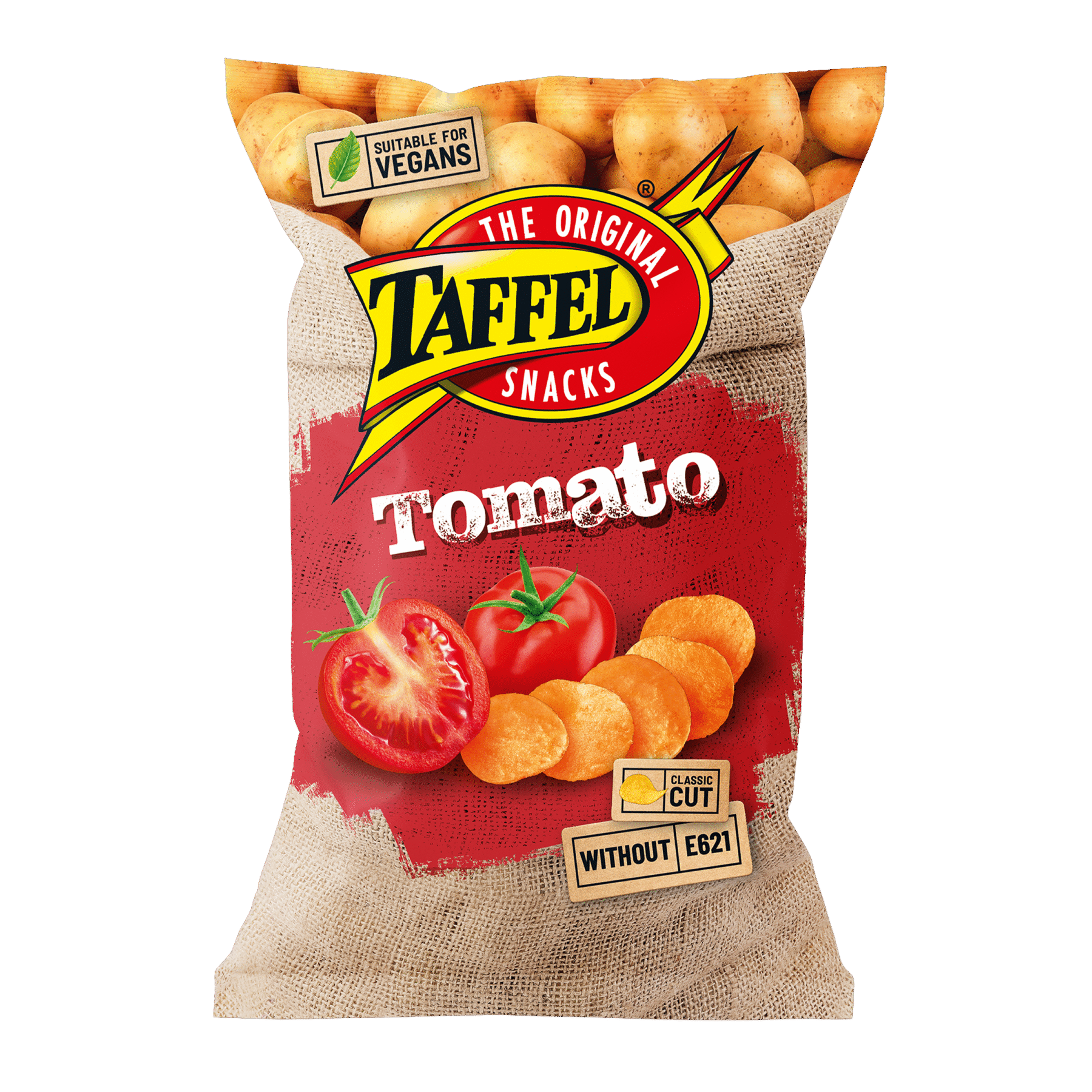 Tootepilt tootele Taffel tomatimaitselised siledad kartulilaastud 180g x 18