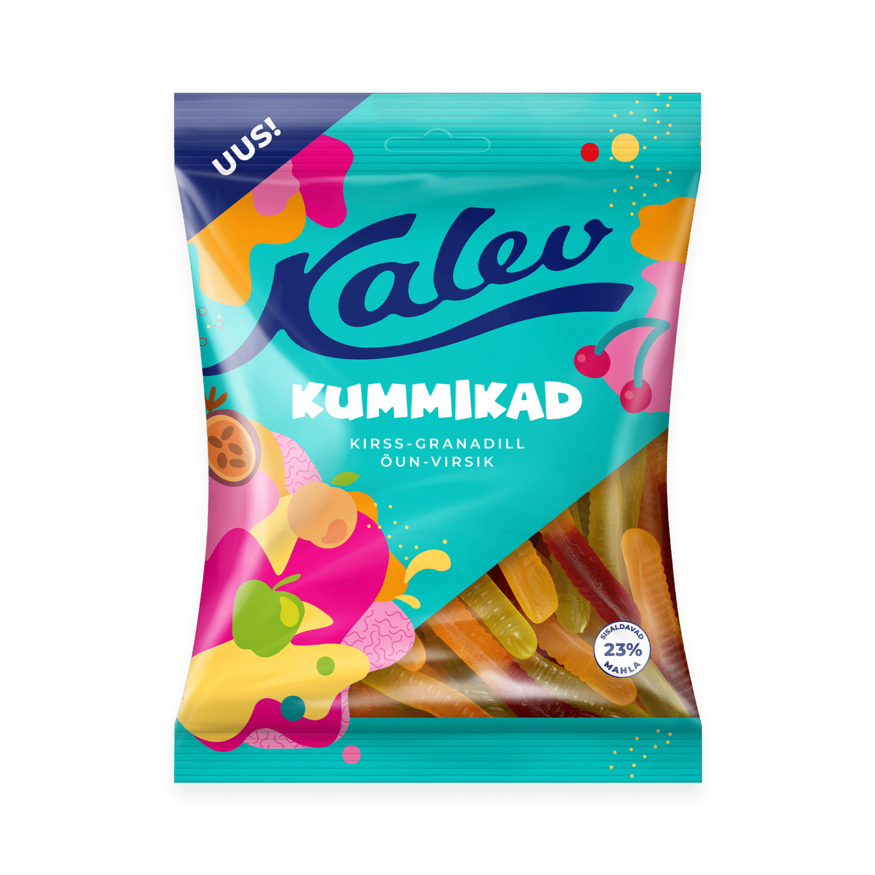 Tootepilt tootele Kalev Kummikad ­ussikujuliste kummikommide segu 120g x 30