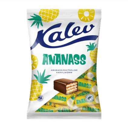 Tootepilt tootele Kalev Ananass ananassimaitselised vahvlikommid 150g x 15