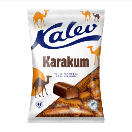 Tootepilt tootele Kalev Karakum vahvlitükkidega pralineekomm 175g x 21