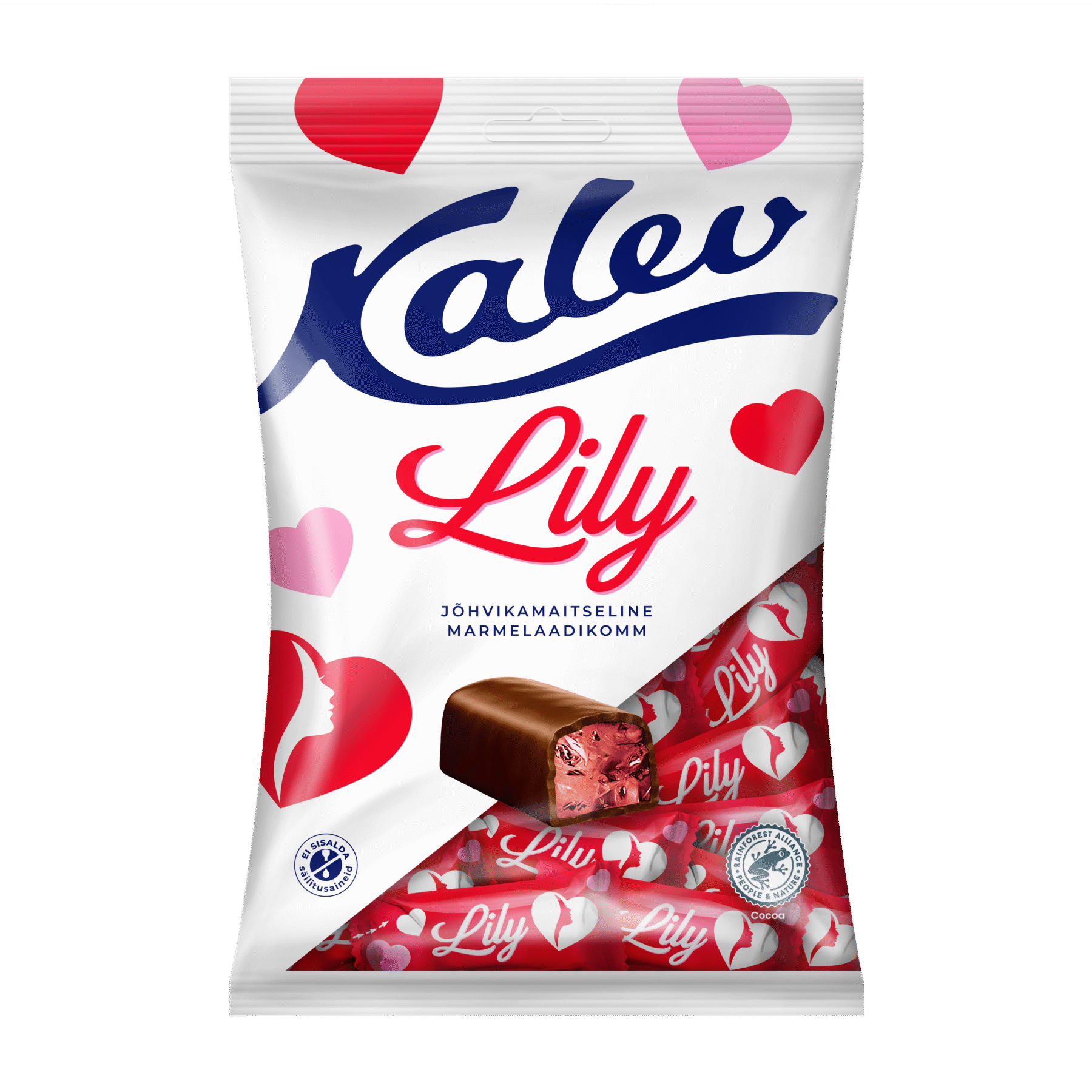 Tootepilt tootele Kalev Lily jõhvikamaitselised marmelaadikommid 175g x 21