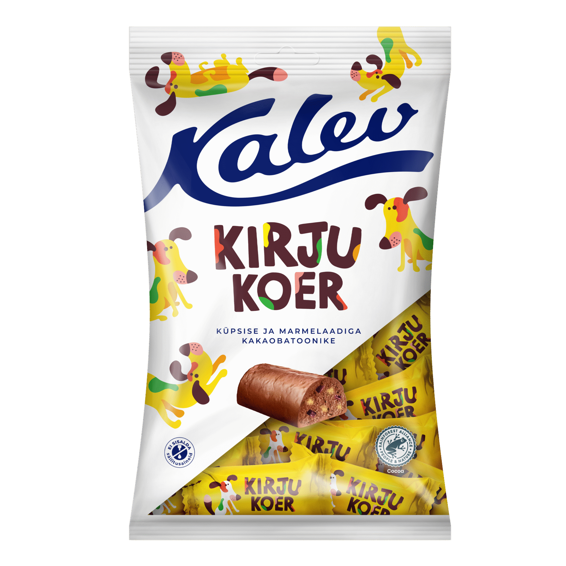 Tootepilt tootele Kalev Kirju koer küpsise ja marmelaadiga kakaobatoonike 200g x 21