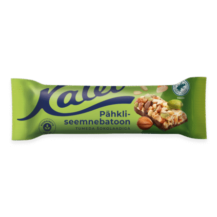 Tootepilt tootele Kalev pähkli-seemnebatoon tumeda šokolaadiga 40g x 30