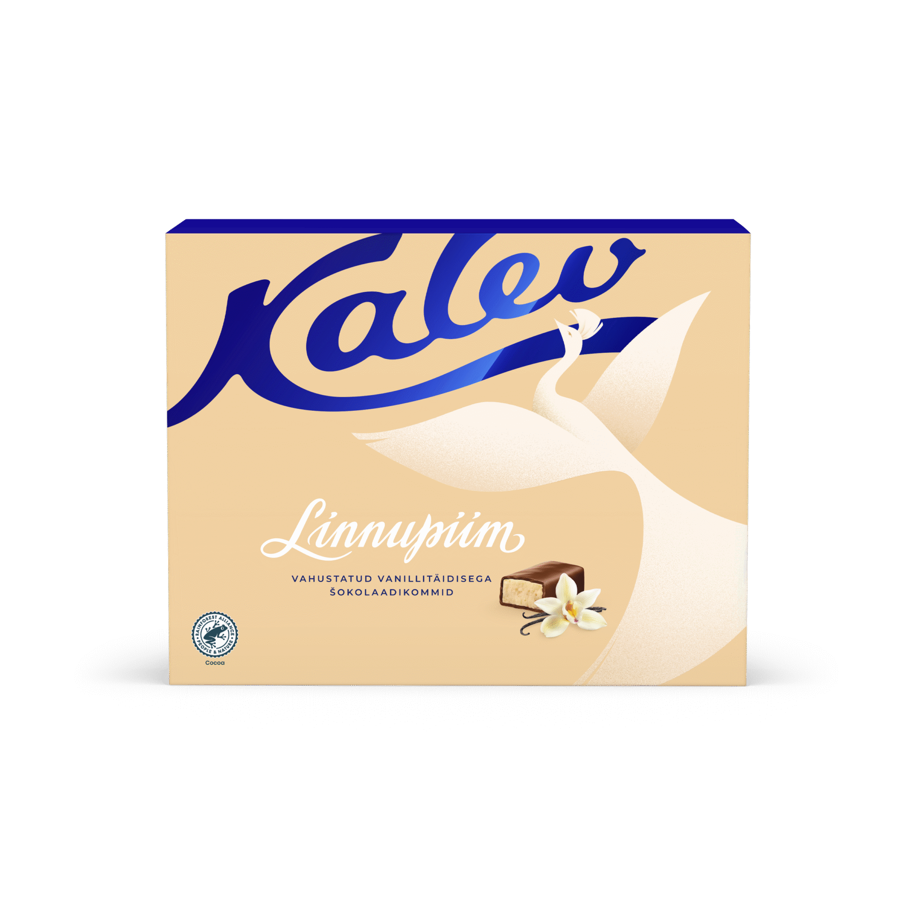 Tootepilt tootele Kalev Linnupiim vahustatud vanillitäidisega šokolaadikommid 136g x 16
