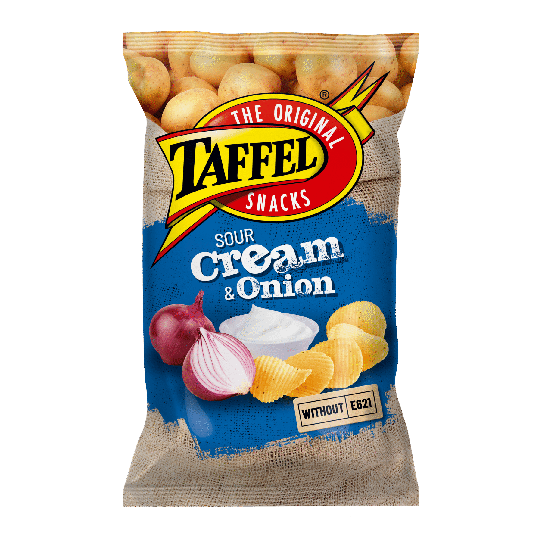 Tootepilt tootele Taffel hapukoore-sibulamaitselised kartulilaastud 75g x 28