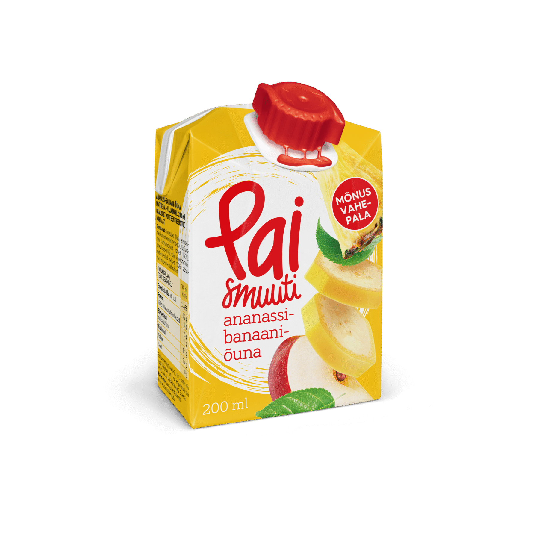 Tootepilt tootele Pai Ananassi-banaani-õuna smuuti 200ml x 18