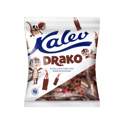 Tootepilt tootele Kalev Drako koolamaitselised närimiskommid 110g x 27