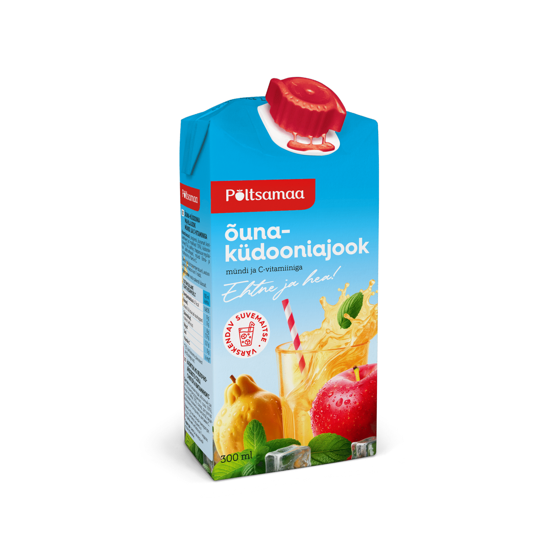 Tootepilt tootele Põltsamaa Õuna-küdoonia mahlajook mündi ja C-vitamiiniga 300ml x 24