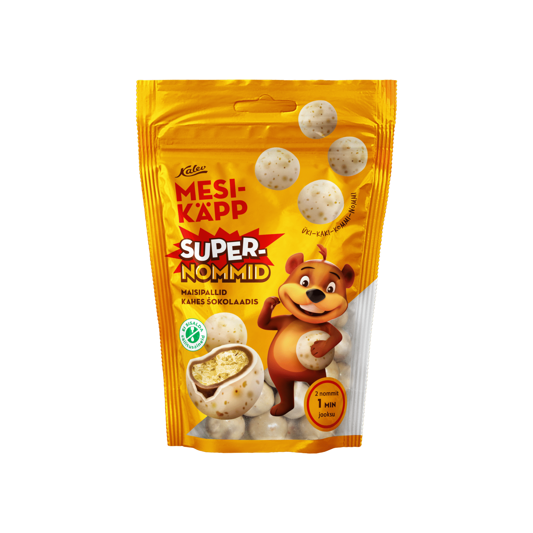 Tootepilt tootele Mesikäpp Supernommid maisipallid kahes šokolaadis 90g x 18