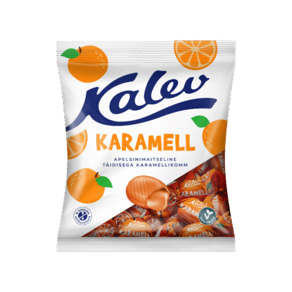 Tootepilt tootele Kalev apelsinimaitseline täidisega karamell 120g x 27