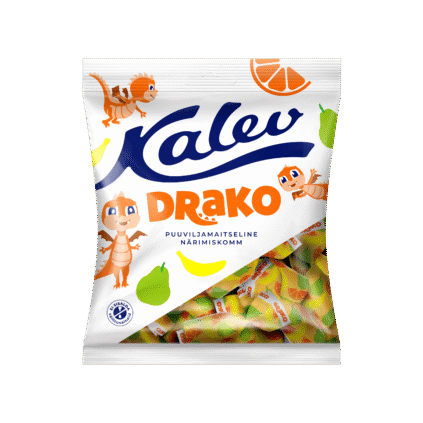 Kalev Drako puuviljamaitselised närimiskommid 110g x 27