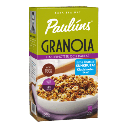 Paulúns Krõbe Granola sarapuupähklite ja datlitega 450g x 8