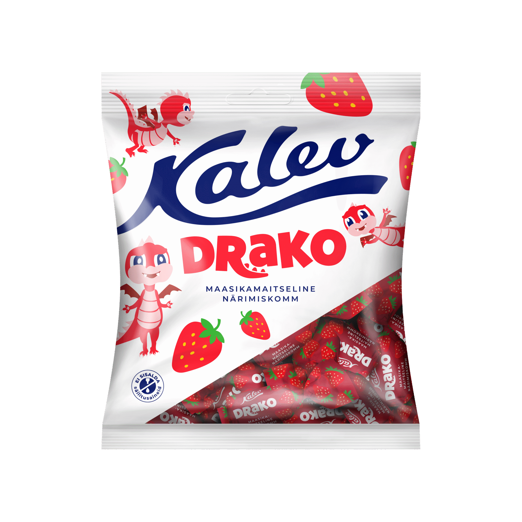 Kalev Drako maasikamaitselised närimiskommid 110g x 27