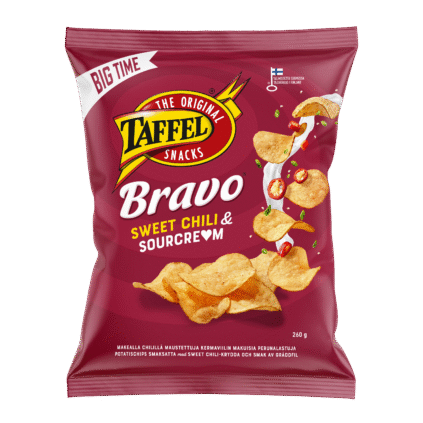 Taffel Bravo hapukoore- ja tšillimaitselised kartulikrõpsud 260g x 15