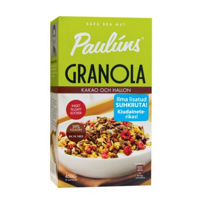 Хрустящая гранола с какао и малиной Paulúns 450г x 8