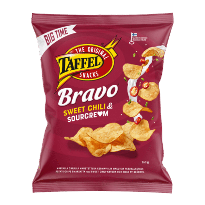 Taffel Bravo hapukoore- ja tšillimaitselised kartulikrõpsud 260g x 15